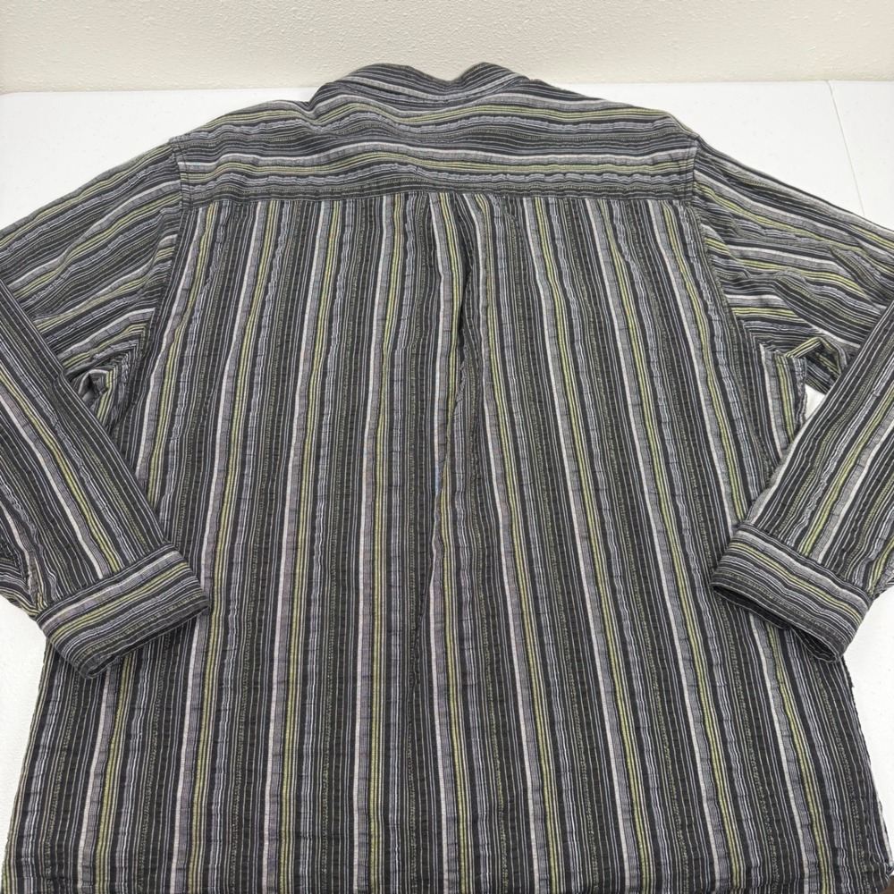 BKE Mens XXL Regular Fit Long Sleeve Striped Button Down Shirt Black Grey Green - Picture 8 of 8